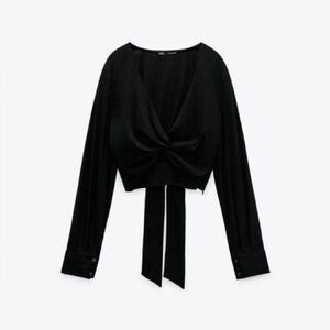 Zara Linen Blend Knotted Top